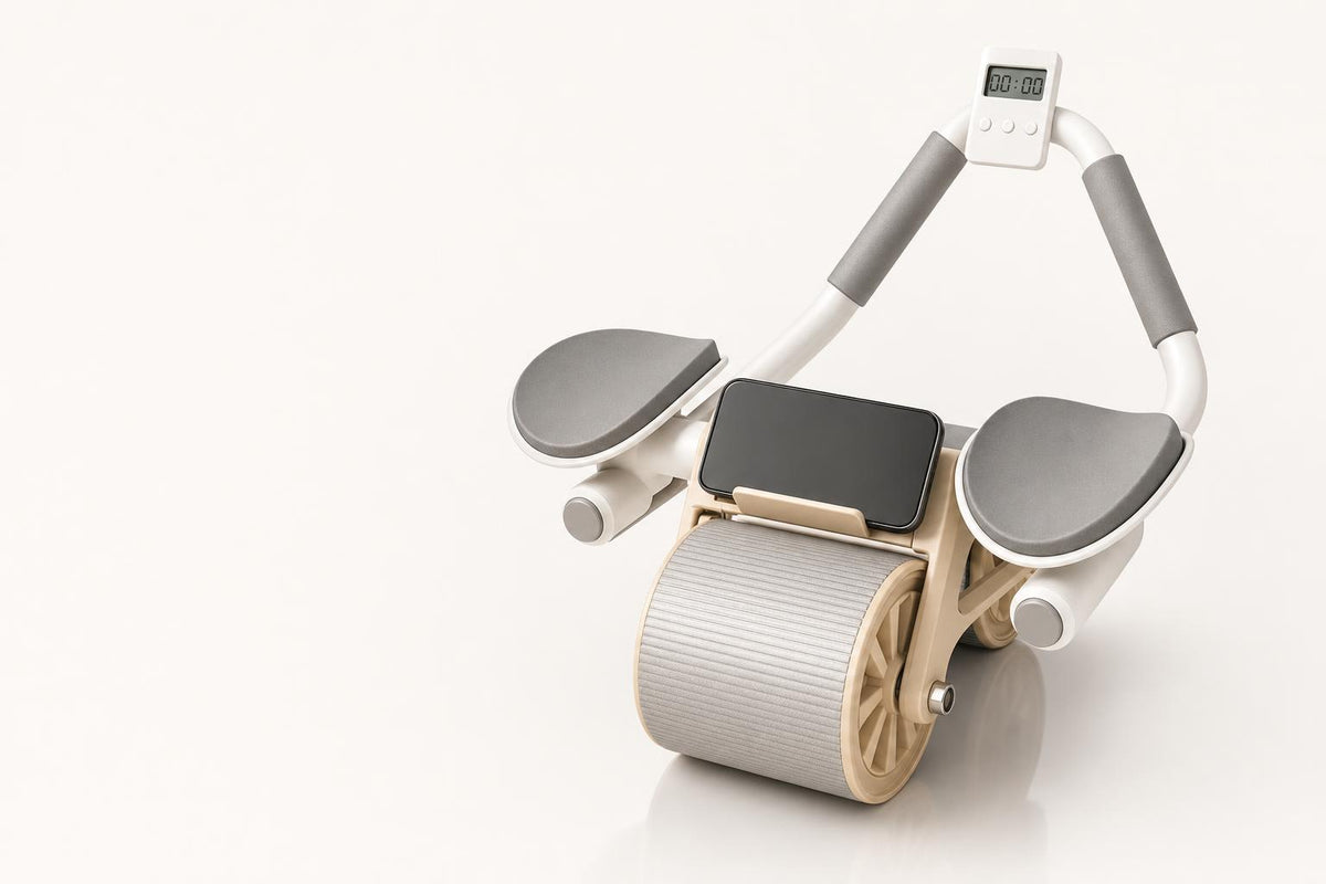 Rueda abdominal con rebote automático, contador y soporte para celular